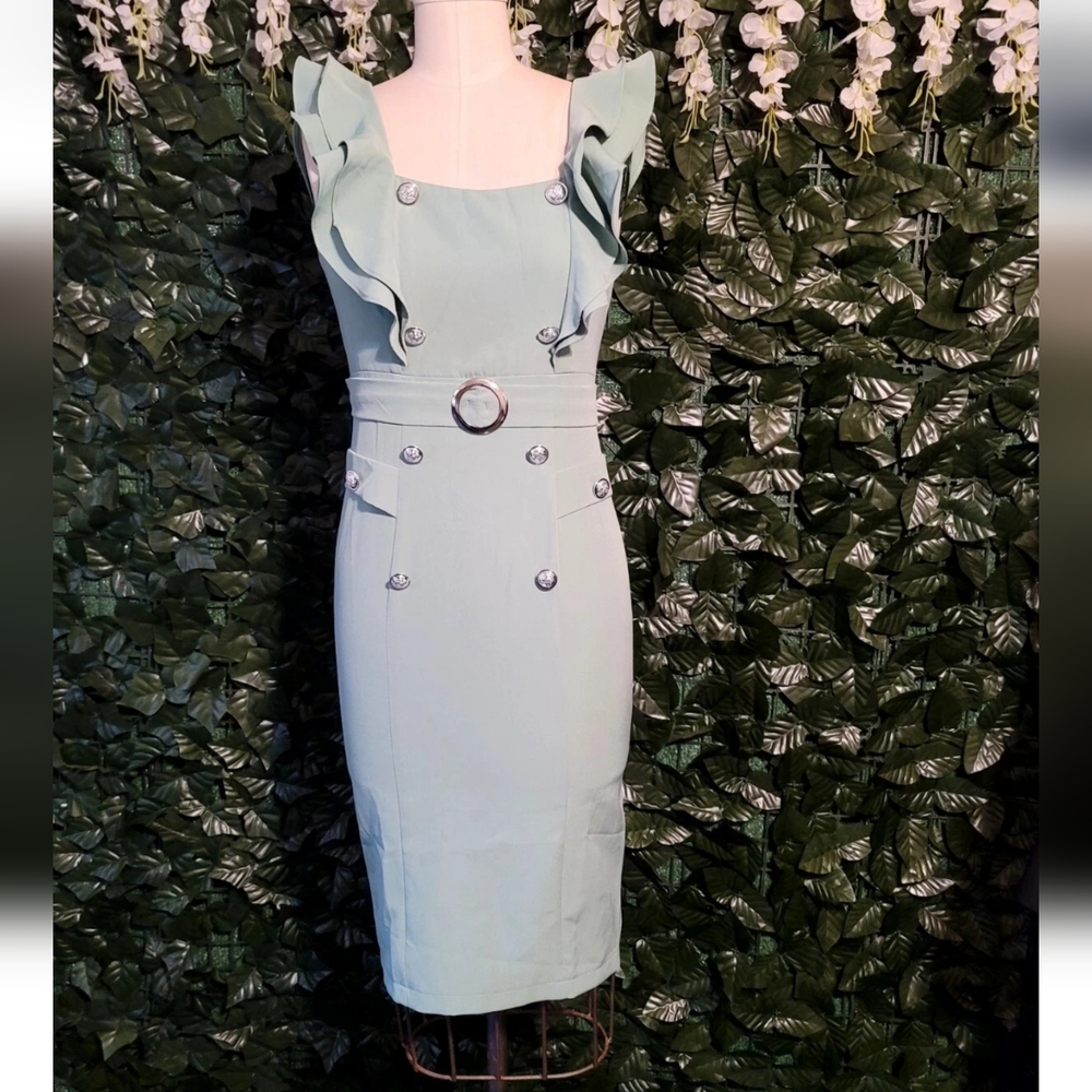 Migratory Birds Women's Pistachio Color Cocktail Dress Size M